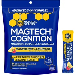 MagTech Magnesium Cognition Focus Supplement With Lions Mane Magnesium L Threonate Glycinate Taurate Brain Health 14 Servings