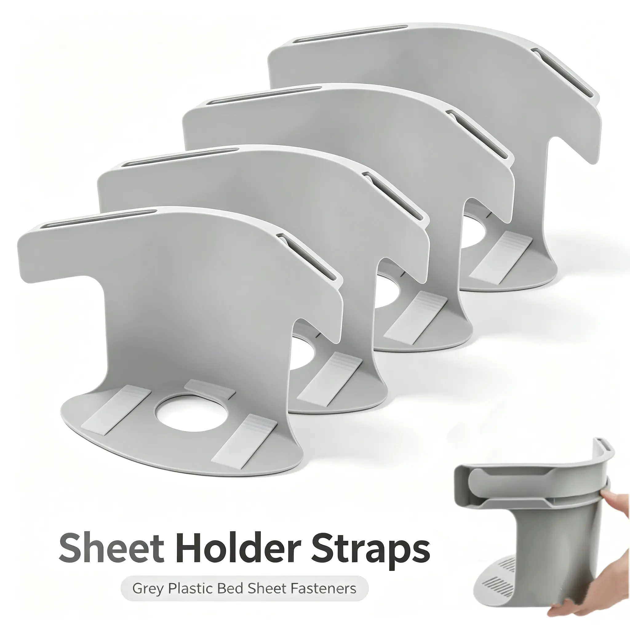 4Pcs Bed Sheet Holder, Mattress Sheet Fastener Clips, Reusable Bed Sheet Stabilizer, Prevents Sheets from Sliding, No Drilling, Easy to Install for King Queen Full Twin Bed