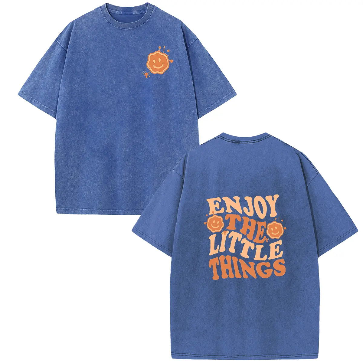 Holafish Acid Washed Shirts Enjoy Things Print Oversized Crewneck Half Short Sleeves Casual Graphic Tee Summer Comfortable Cotton Womenswear Streetwear summervibes