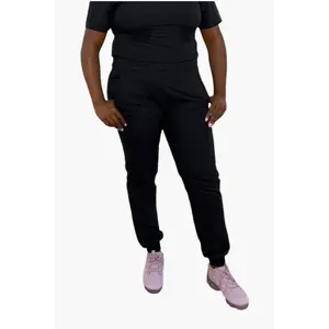 Grit + Med Unisex Jogger Pant - Black with Drawstring Waistband, Functional Pockets, Slim Fit & Ankle Cuffs, True to Size, Machine Washable