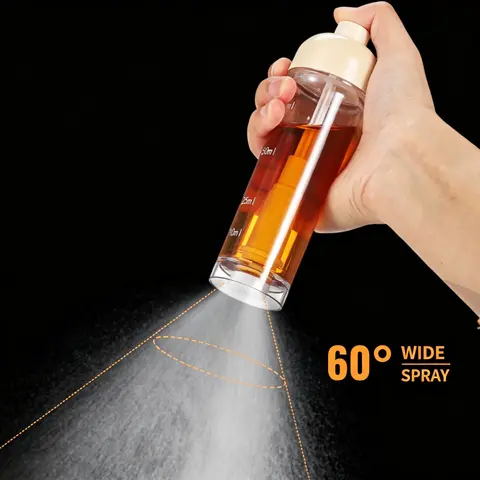 Oil Spray Bottle for Cooking, Wide Fan Nozzle Fine Mist Oil Sprayer with Scale, Leak‑Proof Kitchen Oil Dispenser for Air Fryer Salad BBQ
