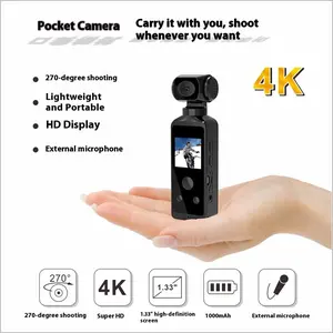 5K Ultra HD Pocket Camera - WiFi Stabilized for Smooth Vlog & Adventure Videos, Portable Action Cam for Travel Cycling Compact Stream