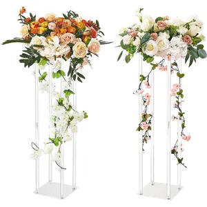VEVOR 2PCS 31.5inch High Wedding Flower Stand, With Acrylic Laminate, Acrylic Vase Column Geometric Centerpiece Stands, Floral Display Rack for T - Stage Events Reception, Party Decoration HomeVEVOR Super Brand Day