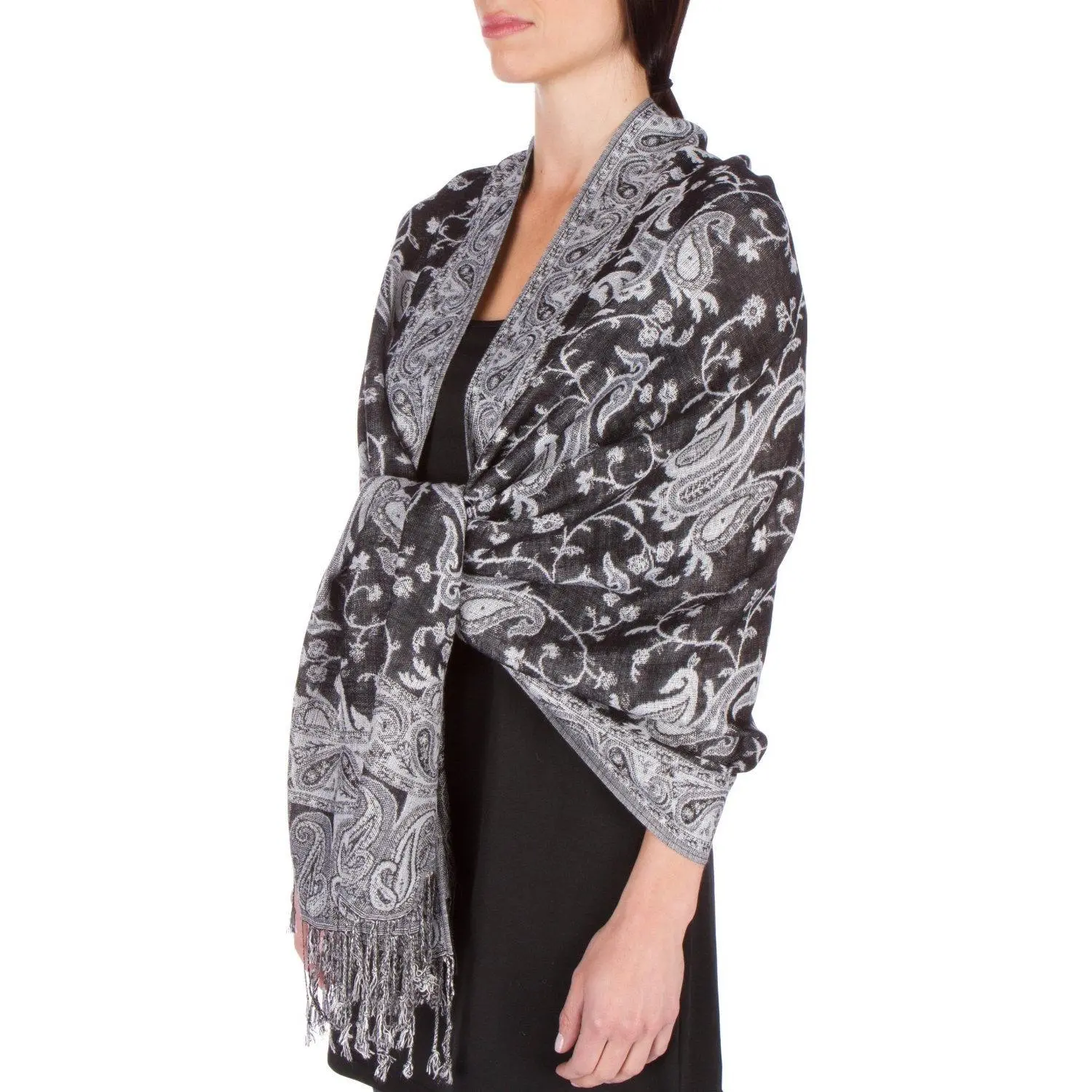 Sakkas Double Layer Jacquard Paisley Pashmina Shawl / Wrap / Stole