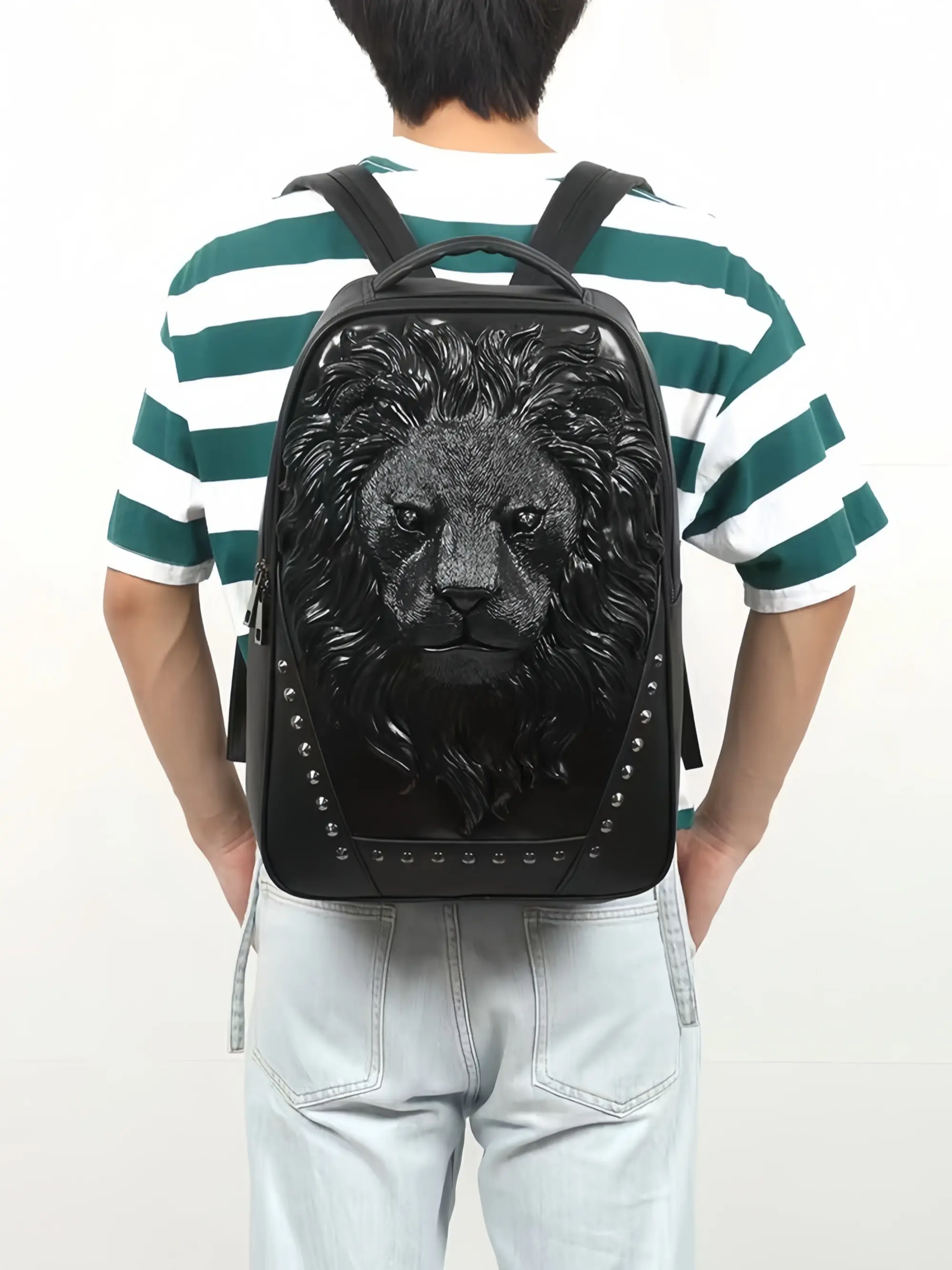 Cool Lion Head Backpack, Fashion Personalized Bag, Trendy Unisex Shoulder Bag, Stylish and Unique Design, Perfect for Men and Women, Casual Lightweight Backpack, Casual Daypack Backpacks