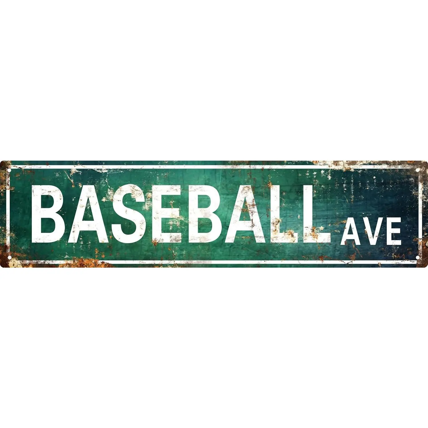 Retro Baseball Ave Metal Tin Decorative Sign, 4x16in Home Decor Plaque for Boys’ Room Man Cave, Sports Enthusiast Gift & Theme Party Wall Art