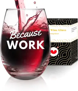 ANOTION New Year Gift Coworker Gifts, Stemless Wine Glasses, Wine Gag Gifts, Funny Wine Glass,  Present for boss Lady Colleague Cowokers Women, Sisters, Friends