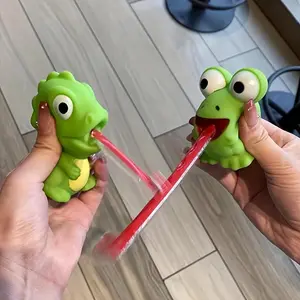 Fun Frog And Dinosaur Pop-Up Tongue Relaxer Toy, Interactive Party Game, Green Cartoon Design with Red Tongue, Perfect Christmas Gift for Youngsters, Best for Christmas