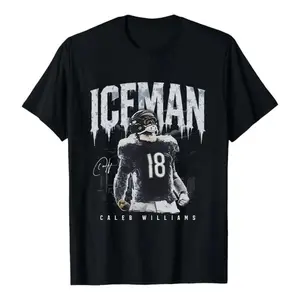 Unisex Caleb Williams Bears Iceman Signature Graphic T-Shirt, 100% Cotton Football Lover Tee, Team Fan Gift Merch