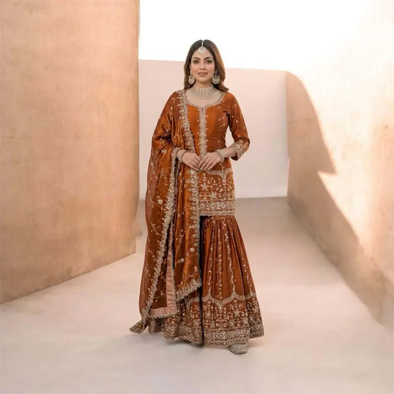 Women's Fandy Silk Garara Set - Party Wear, Soft, Comfortable for Special Occasions