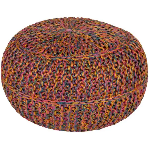 Wisteria Cable Knit Pouf, Rose