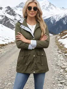 Women's Stylish Slim Fit Short Trench Coat High-Quality Fabric Lightweight Outerwear for Casual & Formal Occasions Versatile Wardrobe Essential Everyday Style Jacket