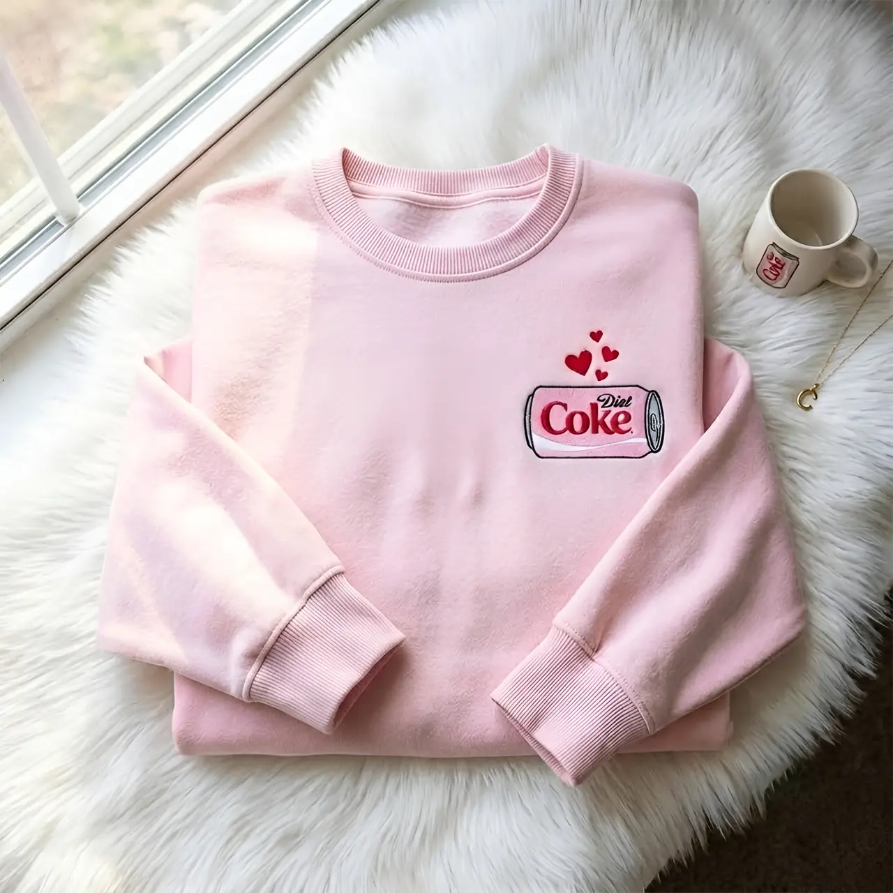 Embroidered Diet Coke Sweatshirt, Soda Lover Gift, Cozy Crewneck pullover
