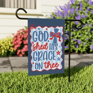 God Shed His Grace on Thee Garden Flag | House Banner, Patriotic Religious Decor l Faith & Freedom l USA l July 4th Decor