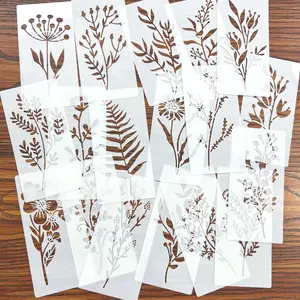 Stencils for Painting on Wood, Reusable Flower Stencils Painting Crafts Templates Drawing Stencil for on Wood, Wall, DIY Painting Supplies
