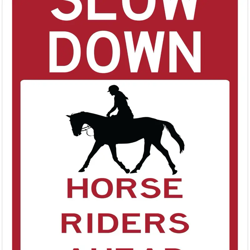 Slow Down Horse Riders Ahead Road Sign - 12 x 18 .063" Safety HIP Reflective - (just vinyl decal, no metal sign?