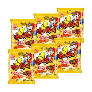 OTTOGI 【TWICE Nayeon & Jeon Somi Favorite】Ppushu Ppushu Noodle Snack Spicy Rice Cake Flavor 90g*6【Value Pack】