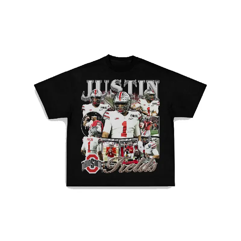 [ 🎉 Sale Up To 50%] JUSTIN FIELDS - OSU TEE Print Short Sleeve T-Shirt Menswear Top Crewneck Underwear Tshirt Streetwear Man Tropical Shortsleeve Round Neck halloween t-shirt