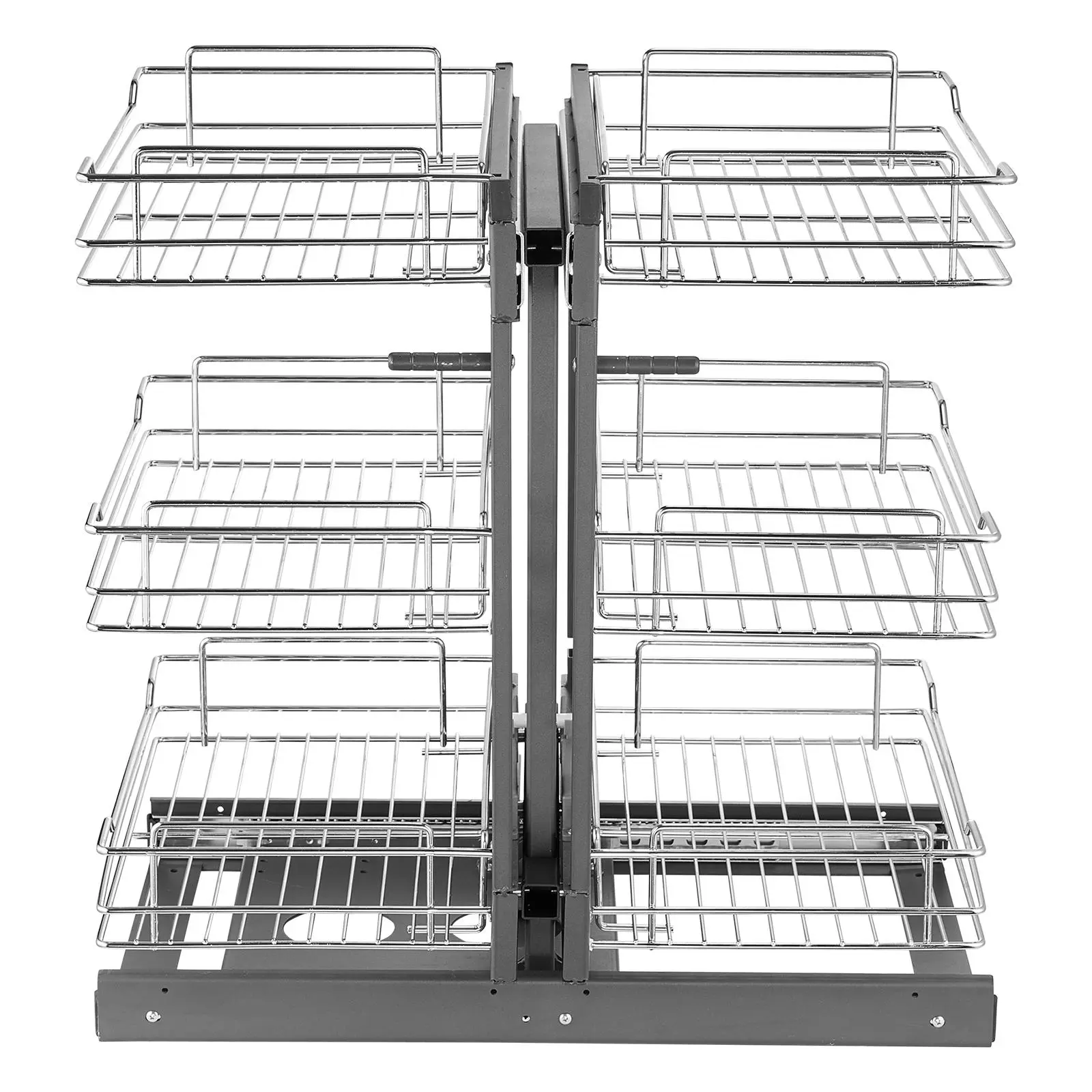 【Summerfinds】VEVOR Min 15"W Opening Blind Corner Pull Out Organizer, 3 Tier 6 Shelf Kitchen Cabinet Organizer, Chrome Carbon Steel Storage Basket, Slide Out Storage Organizer, Left & Right Open Compatible