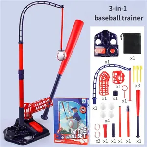 3in1 Baseball Set for Kids: Hanging Batting Tee + T Ball Stand Set Auto Ball Launcher for Toddlers  Youth Adjustable Height with 6 2 Bats OutdoorIndoor Toys Sports Gifts for 312 Years Old
