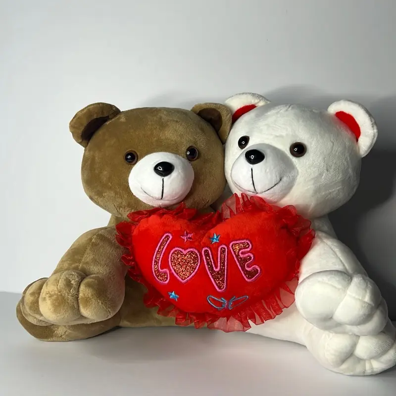 Peluches abrazados color blanco y café ideal para detalles Decor