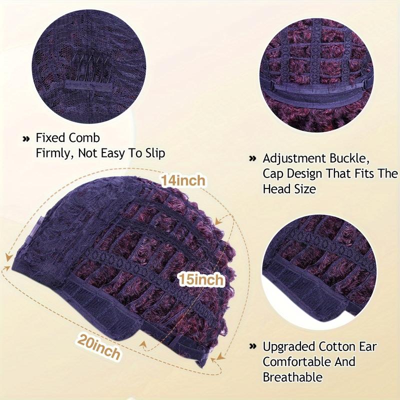 Dreadlock Wig Short Twist Burgundy Wig For Black Women And Afro Curly Synthetic Dreads Wig Ombre Burgundy Side Part Wig Afro Bomb Curly Wig Twist Out Wig Kinky Synthetic Full Wigs For Black Women Christmas Cosplay Wigs