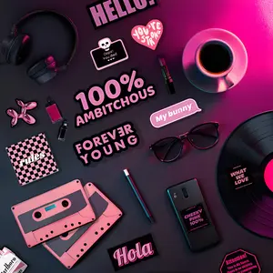 55PCS Pink Aesthetic & Y2K Stickers | DIY Vinyl Waterproof Decoration for Laptop, Ipad, Iphone, guitar, water bottle