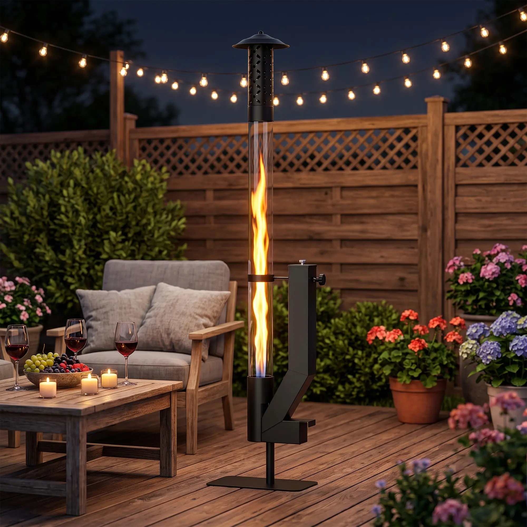SLSY Outdoor Wood Pellet Heater, Portable Patio Heater with Long Burn Time, Smokeless Fire Pit for Backyard, Garden, Camping & Outdoor Gatherings