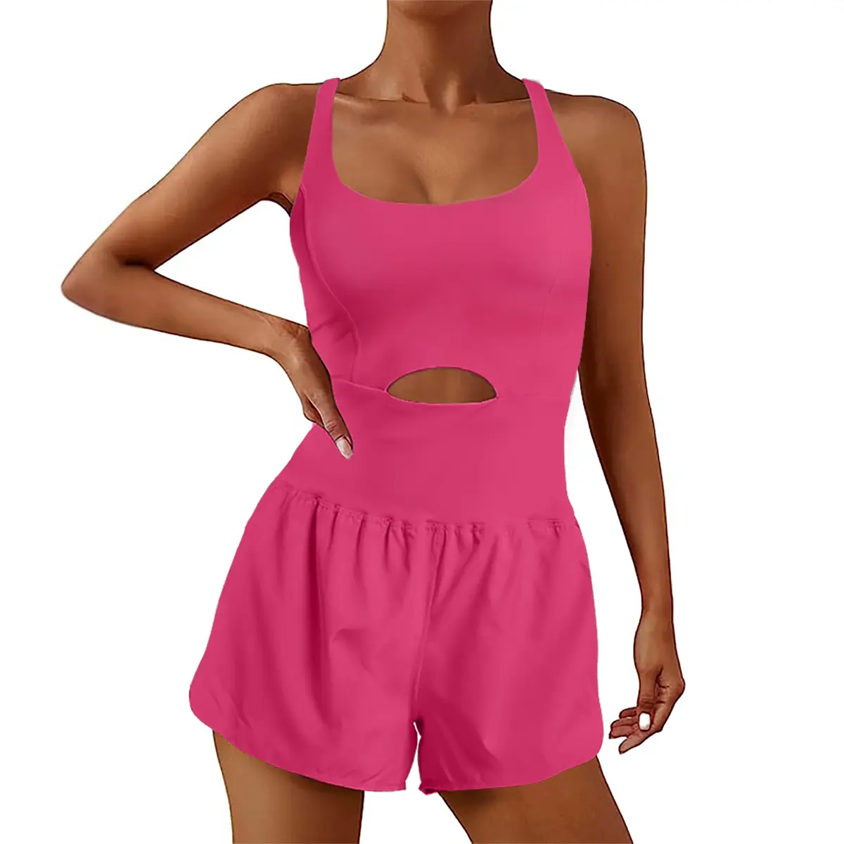 Women's Gym Rompers Solid  Cross Backless Basic Workout  Tracksuits Sports Clothes, Running Outfits ,Athletic Tennis Jumpsuit  Summer Womenwear
