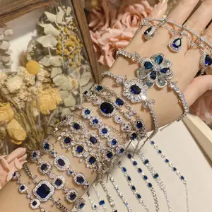 Lab Grown Sapphire-Set Drop-Shaped Leaf Bracelet, Vintage Tanzanite Bracelet, Studded With Diamonds And Precious Stones, New Style Ladies' Jewelry Bracelet
