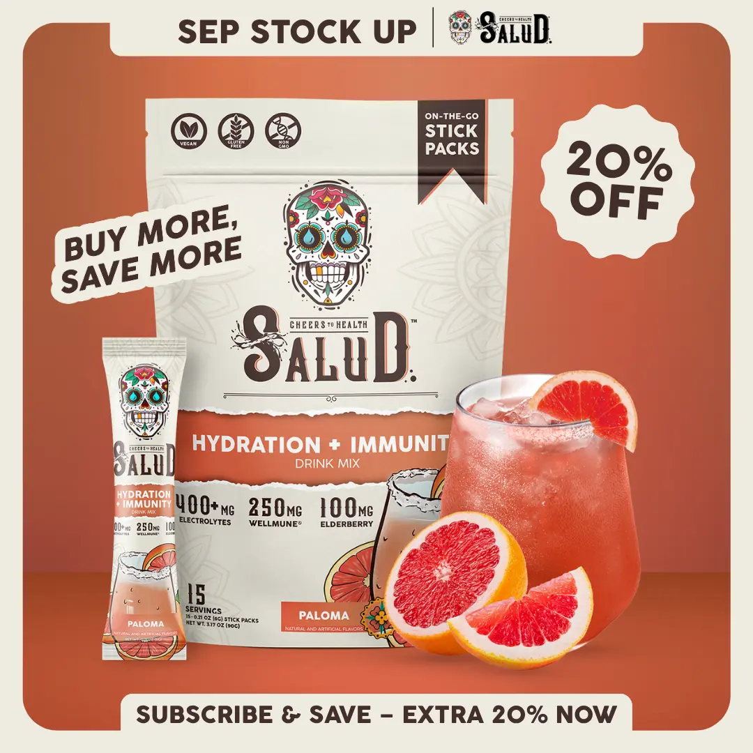 Salud 2-in-1 [Hydration + Immunity - Paloma] Electrolytes Powder, Agua Fresca Drink Mix, Elderberry, Dairy & Soy Free, Non-GMO, Gluten Free, Vegan, Low Calorie, 1g Sugar (15 Servings)