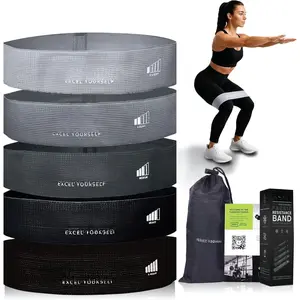 Fabric Resistance Bands for Working Out with 5 Strength Levels - Extra Light to Extra Heavy, Thick Resistance Workout Bands for , Glutes, , Stretching, Strength , and Physical