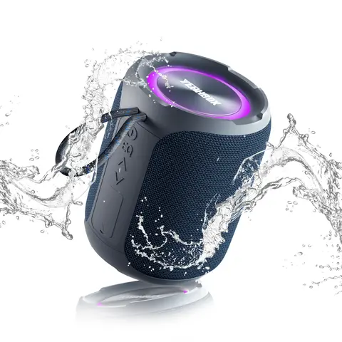 YEAHBOX 40W Compact Portable Wireless Bluetooth Audio Speaker - Lightweight, Loud Bass, IPX7 Waterproof, Colorful LED Lights, 4-in-1 Input, Built-in Bluetooth, Hands-Free, for Outdoor/Party Use, Gift Ideas for Music Lovers, Bluetooth Audio Speakers