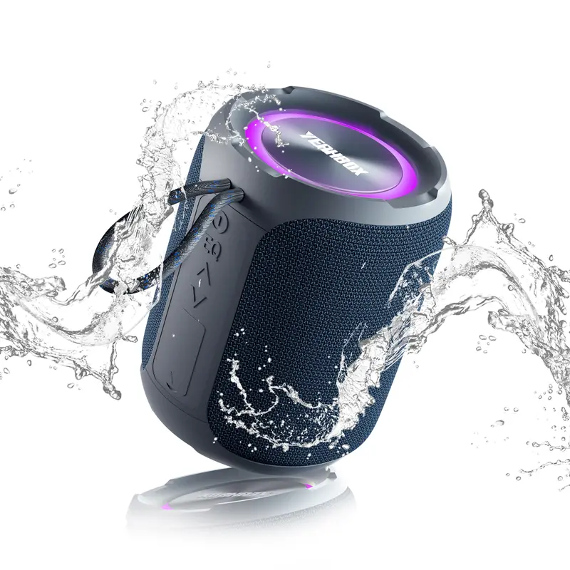 YEAHBOX 40W Compact Portable Wireless Bluetooth Audio Speaker - Lightweight, Loud Bass, IPX7 Waterproof, Colorful LED Lights, 4-in-1 Input, Built-in Bluetooth, Hands-Free, for Outdoor/Party Use, Gift Ideas for Music Lovers, Bluetooth Audio Speakers
