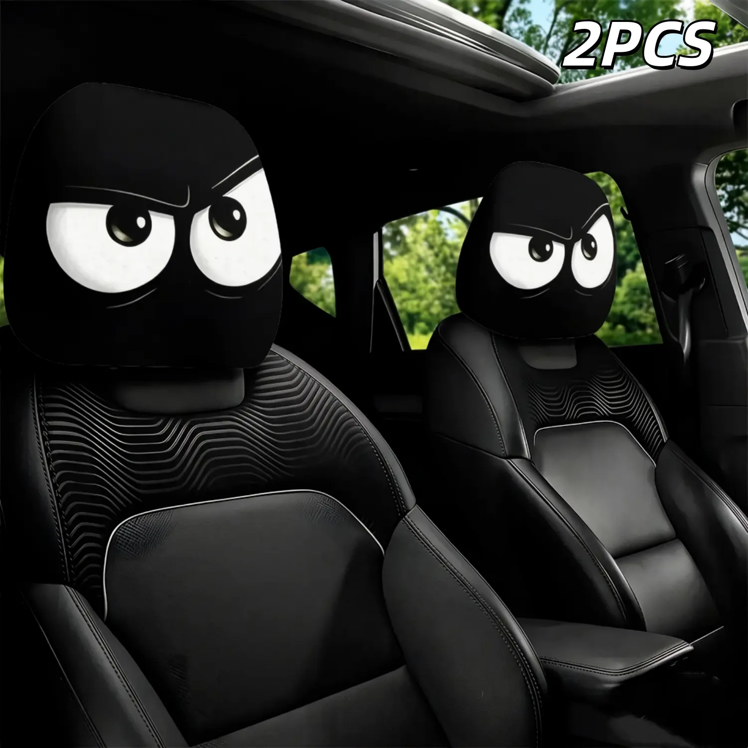 2 Pack Angry Eyes Universal Headrest Covers, Soft Cartoon Car Decor with Elastic Fit, Effective Neck Support for Driving Fatigue Relief, Comfortable Neck Support homedecor, 2Pcs