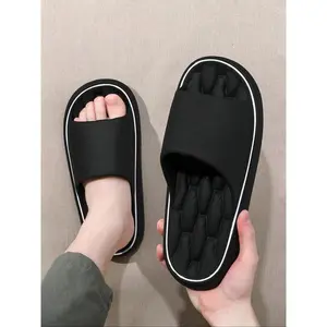 EVA Men's Summer Flipflop Platform Slippers - Lightweight & Anti-Slip EVA Sole - Unisex Casual Indoor Outdoor Sandals - Black Open Toe Orthotic Orthopedic Shoes Boy Footwear