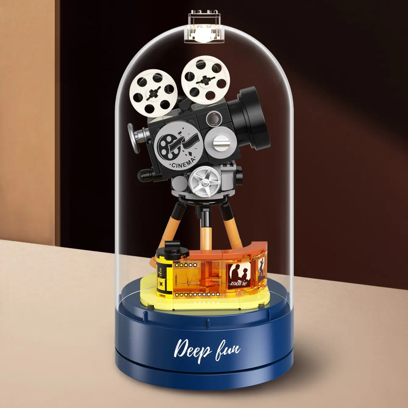Classic Music Box Vintage Model Film Projector Eight-Tune Block Set, Ideal for Adults Teens over 14, Home Office Decor, Creative Gift