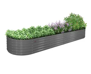 A ANLEOLIFE 12X3X1.5 ft Oval Galvanized Raised Garden Beds Outdoor, Large Long for More Growing Acreage, Anti-Rust & Easy-Setup