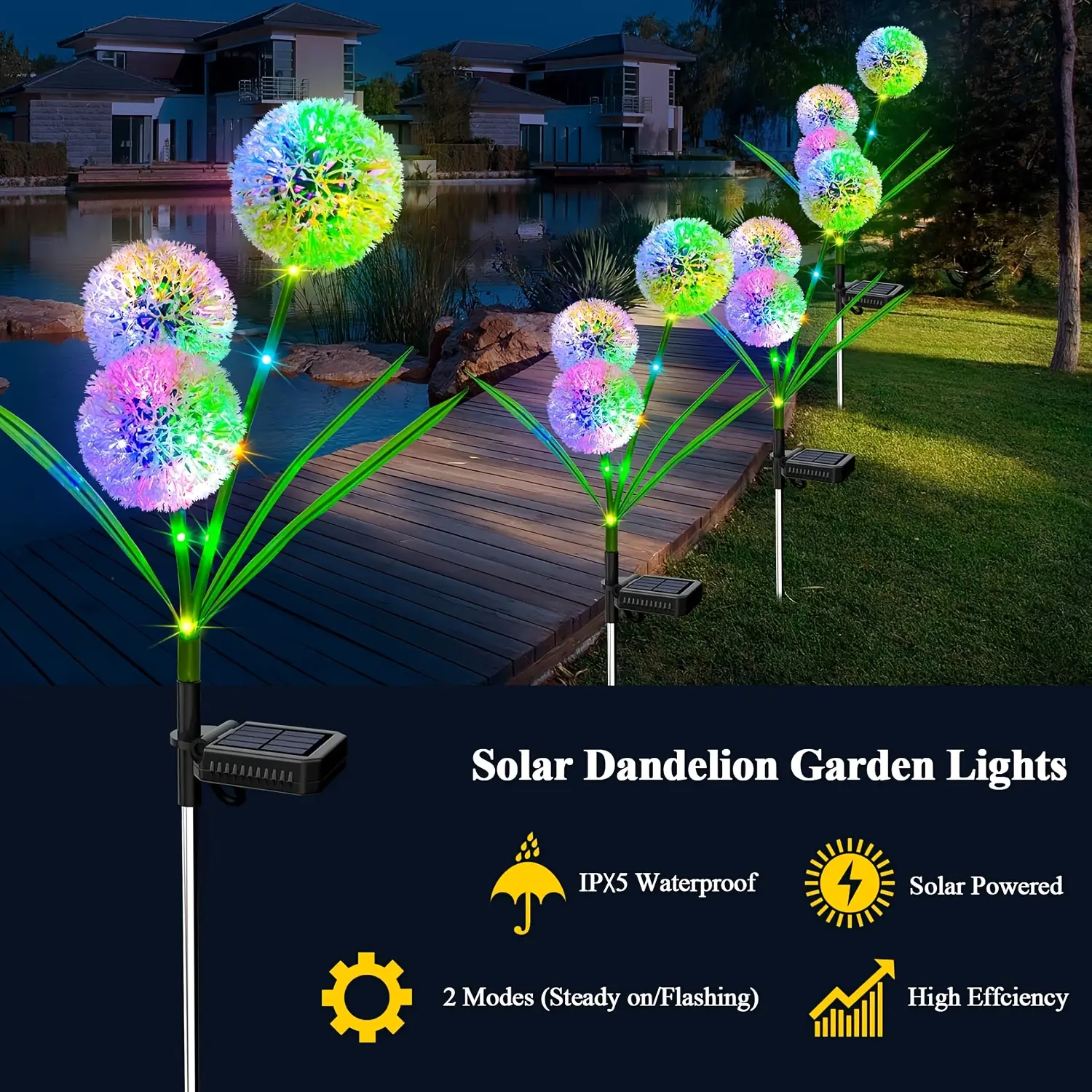 1/3-Head Plug-In Solar-Powered Outdoor Onion Light, Sparkling Starburst Spherical Color-Changing Fairy Lamp, IP65 Waterproof for Camping, Gardens, Family Gifting