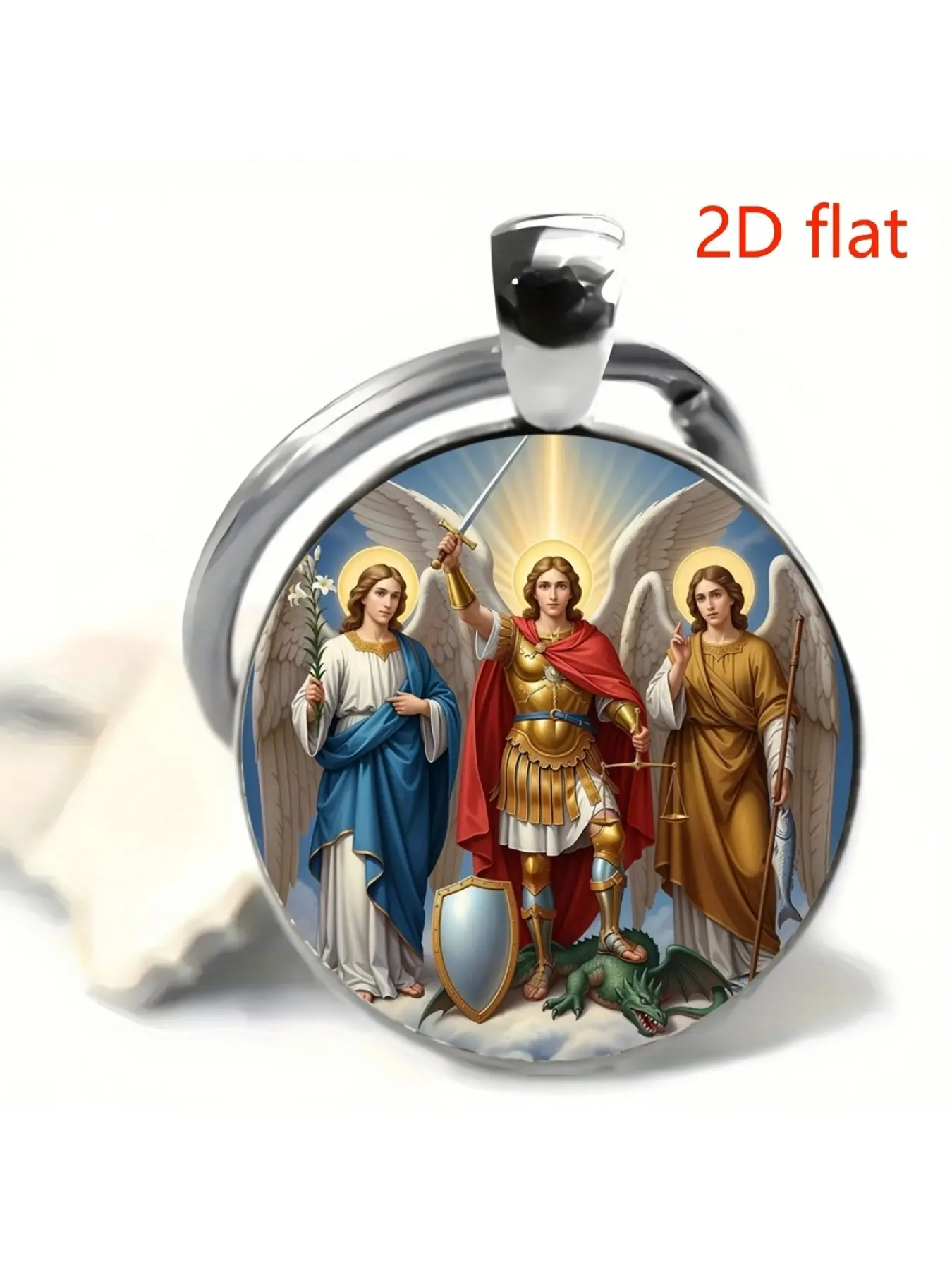 1pcs Angel Michael Time Faux Faux Gemstone Keychain, Meaning Keychain, Symbolizes Protection And Peace, Suitable As a Small Gift for Parties, Suitable for Gifts for Friends And Family