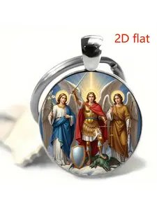 1pcs Angel Michael Time Faux Faux Gemstone Keychain, Meaning Keychain, Symbolizes Protection And Peace, Suitable As a Small Gift for Parties, Suitable for Gifts for Friends And Family