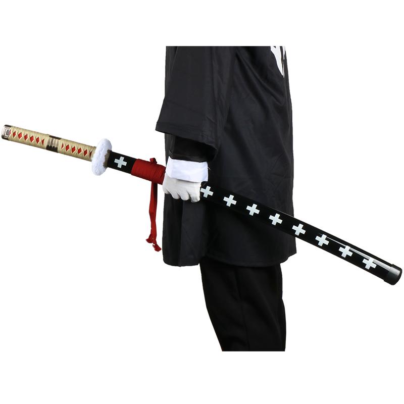 Anime Bamboo Wooden Roronoa Zoro Sword Cosplay Death Surgeon Trafalgar Law 41 Inches Cosplay with Belt Holder Stand Display for Halloween Role Playing Cosplay Collection Decoration
