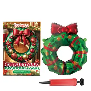 Dowmoo Christmas Wreath Balloons - Puncture Resistant Aluminum Foil Balloon Set with Santa Claus & Reindeer Patterns for Indoor Outdoor Use