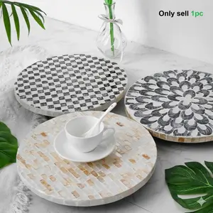 Handmade Shell Rotating Tray, Coastal Style Tropical Table Decor, Elegant Beach Villa Home Decoration, Luxury Hostess Gift