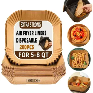 Air Fryer Liners Disposable,200Pcs Parchment Paper,8IN Disposable Air Fryer Paper Liners for 5-8QT Air Fryer, Non-Stick, Square Liners Free of Bleach