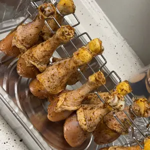 Metal Chicken Drumstick Rack, Multi-Grid Non-Stick Grill Rack, Dishwasher-Safe BBQ Accessory for Camping and Outdoor Cooking#TOP PICKS