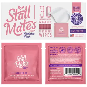 Stall Mates Feminine Fresh: 30 on-the-go flushable wipe singles (PH-Balanced)