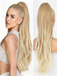 Long Wavy Drawstring Ponytail Straight Hair Ponytail Extensions for Women Synthetic Hair Ponytail