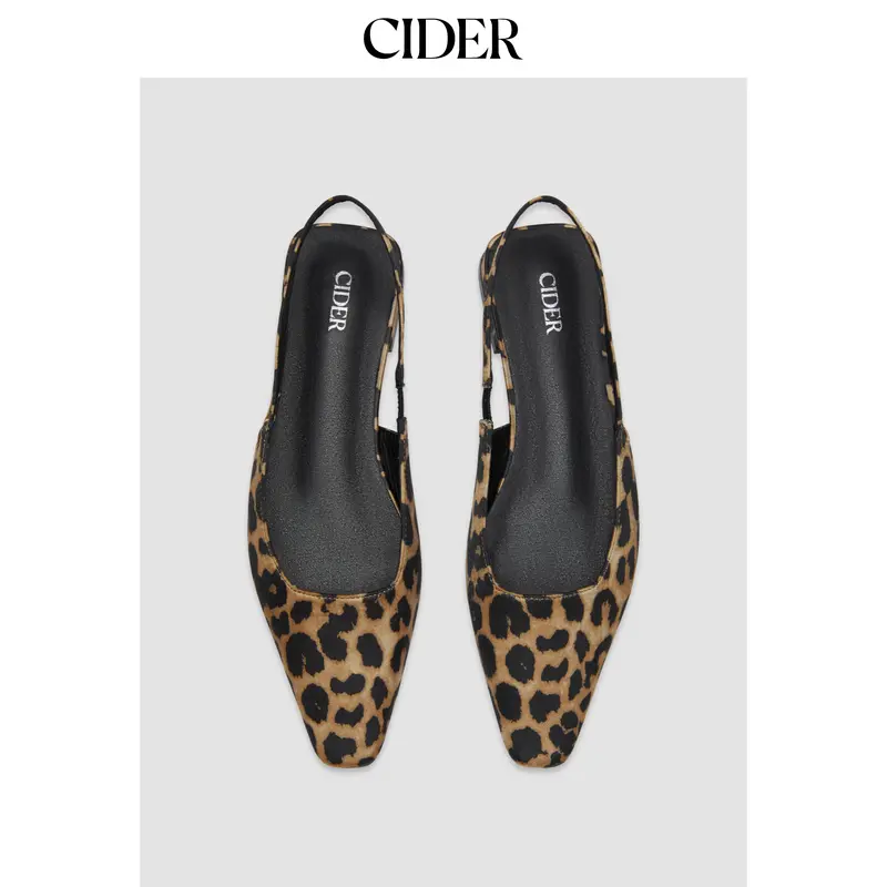 Cider Women's Leopard Print Slingback Casual Flats Footwear - 1cm or Less Flat Heel Walking Shoes, Bold Edge Look, Multi-Size 6-11, Leather & Faux Leather Options, Relaxed Step Fit