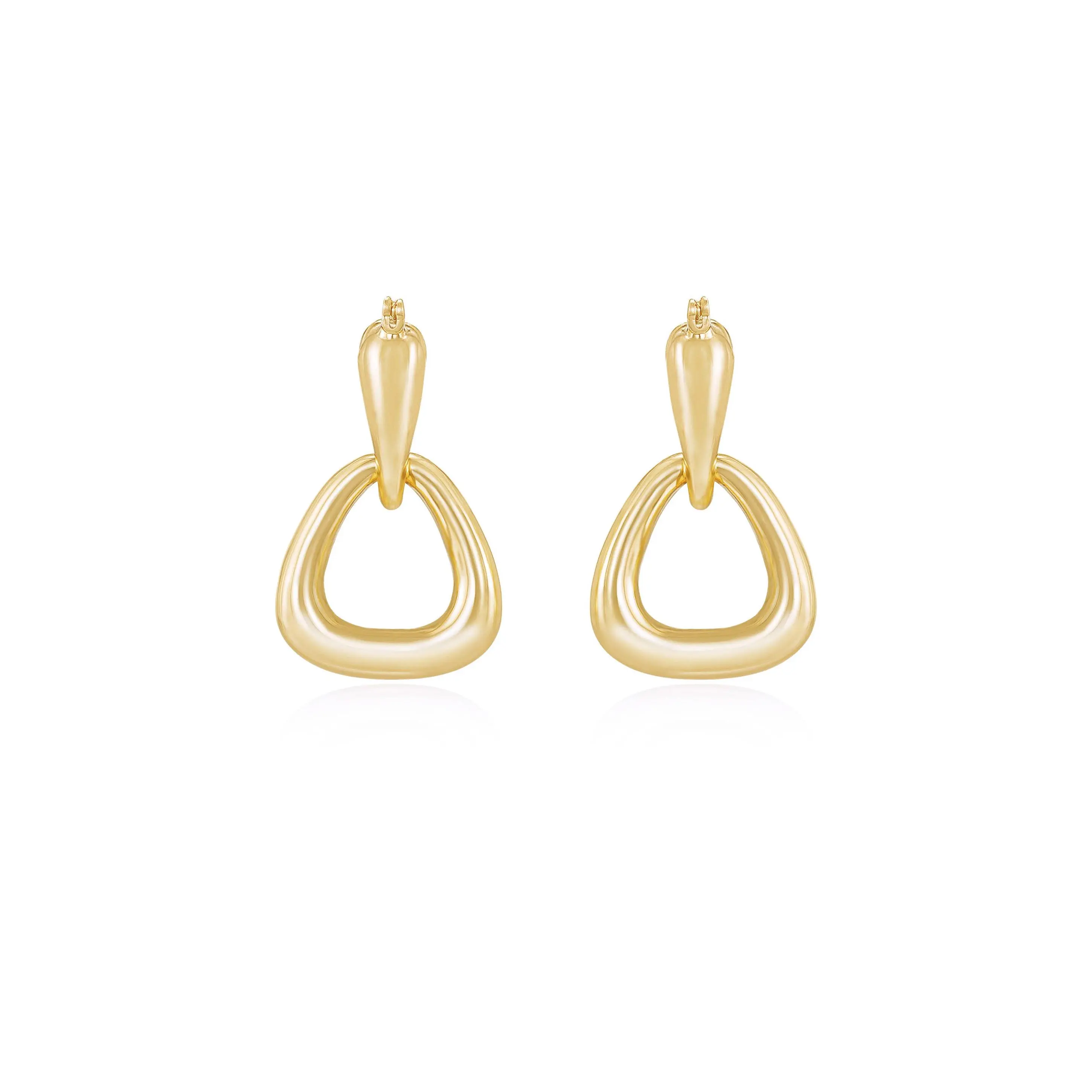 Ettika Baby Double Dangle Hoop Earrings 18K Gold on Zinc 1.3 Inches Length with Lobster Clasp Elegant and Modern Jewelry